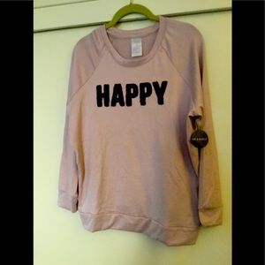 NWT Sweatshirt Dusty Pink in color,”.   “HAPPY”